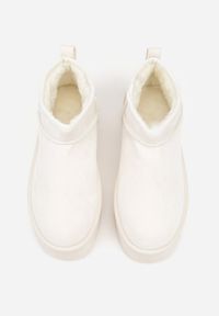 Renee - Beżowe Wsuwane Śniegowce z Futerkowym Ociepleniem na Platformie Eslin. Okazja: na co dzień. Zapięcie: bez zapięcia. Kolor: beżowy. Materiał: jeans, puch. Obcas: na platformie. Styl: casual, elegancki #7