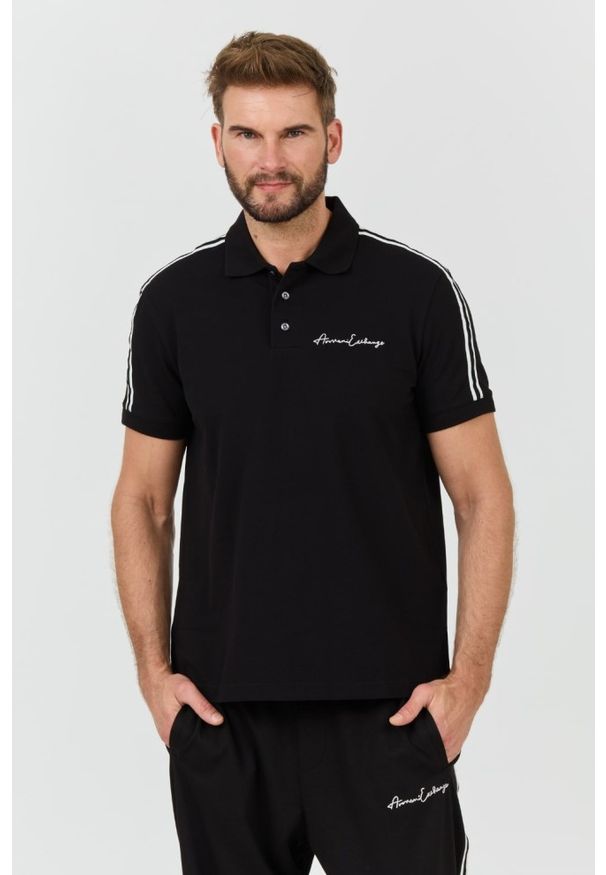 Armani Exchange - ARMANI EXCHANGE Czarne męskie polo, Rozmiar XXL. Typ kołnierza: polo. Kolor: czarny