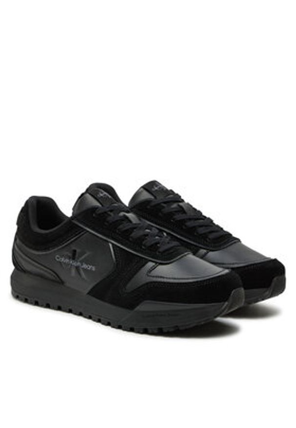 Calvin Klein Jeans Sneakersy Toothy Runner Irregular Lines YM0YM00624 Czarny. Kolor: czarny. Materiał: skóra, zamsz