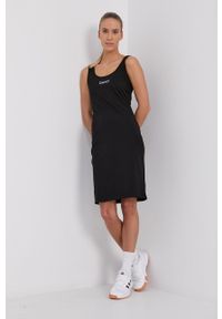 DKNY - Dkny Sukienka DP1D4465 kolor czarny mini dopasowana. Kolor: czarny. Materiał: materiał. Długość rękawa: na ramiączkach. Wzór: aplikacja. Typ sukienki: dopasowane. Długość: mini #3