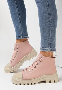 Born2be - Różowe Trampki Euniche. Wysokość cholewki: przed kolano. Nosek buta: okrągły. Kolor: różowy. Materiał: jeans. Szerokość cholewki: normalna. Wzór: aplikacja. Styl: elegancki
