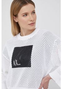 Armani Exchange sweter 3LYM1Z.YMH8Z damski kolor biały. Kolor: biały. Materiał: dzianina. Długość rękawa: długi rękaw. Długość: długie #3
