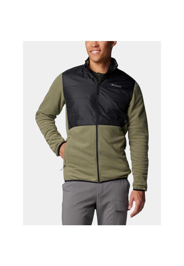 columbia - Bluza Polarowa Męska Columbia Basin Butte II. Typ kołnierza: polo. Kolor: zielony, czarny, wielokolorowy. Materiał: polar. Sezon: zima, jesień. Sport: turystyka piesza