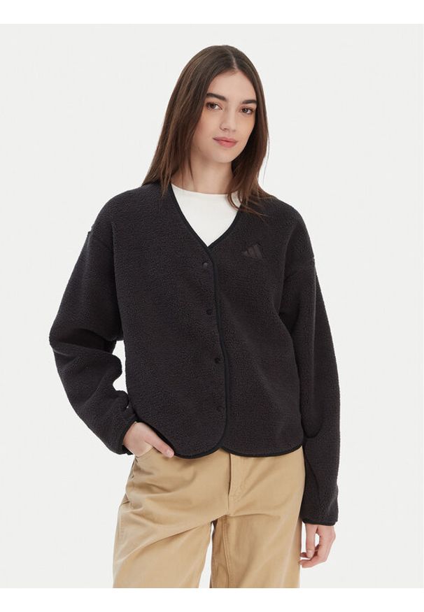 Adidas - adidas Kardigan Future Icons 3-Stripes KB5233 Czarny Loose Fit. Kolor: czarny. Materiał: syntetyk