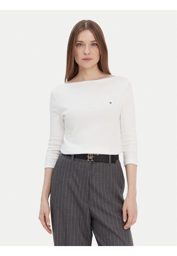 TOMMY HILFIGER - Tommy Hilfiger Bluzka New Cody WW0WW40589 Écru Slim Fit. Materiał: bawełna