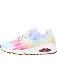 skechers - Buty do chodzenia damskie Skechers Hyped Hippie. Okazja: na co dzień. Zapięcie: sznurówki. Kolor: różowy. Materiał: materiał. Szerokość cholewki: normalna. Sport: turystyka piesza
