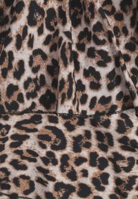 Born2be - Beżowa Sukienka w Cętki Wiązana na Szyi z Falbankami Filanne. Okazja: na co dzień. Typ kołnierza: kołnierz z falbankami. Kolor: beżowy. Styl: casual, elegancki #7