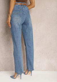 Renee - Niebieskie Jeansy Regular Push-Up z Paskiem z Klamrą Rosavita. Okazja: na co dzień. Kolor: niebieski. Długość: długie. Styl: klasyczny, casual
