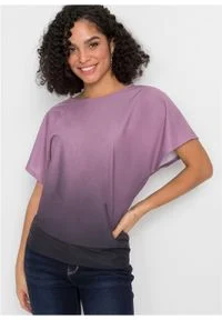 Shirt off-shoulder bonprix ciemny bez - czarny. Kolor: fioletowy #3