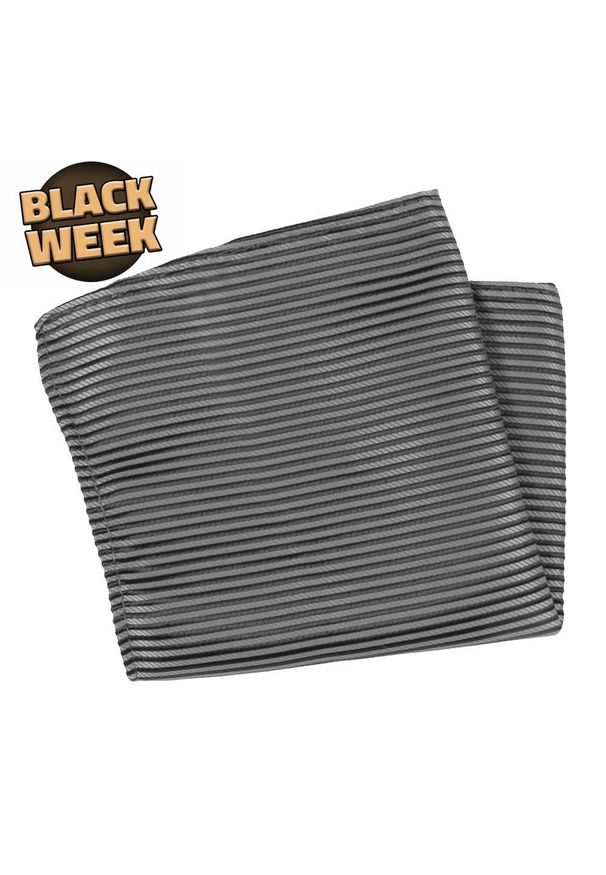 His Story - Poszetka, Popielato-Czarna w Paski, Prążki, Męska, Elegancka -HIS STORY. Kolor: szary, czarny, wielokolorowy. Materiał: mikrofibra. Wzór: paski, prążki