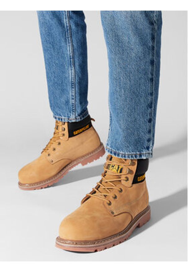 CAT Footwear Trapery Powerplant S3 Hro P724626 Żółty. Kolor: żółty. Materiał: nubuk, skóra