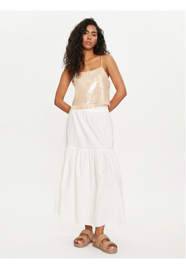 Vero Moda Spódnica trapezowa Charlotte 10303657 Biały Regular Fit. Kolor: biały. Materiał: bawełna