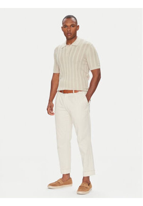 Baldessarini Polo B4 50024.5232 Beżowy Slim Fit. Typ kołnierza: polo. Kolor: beżowy. Materiał: bawełna