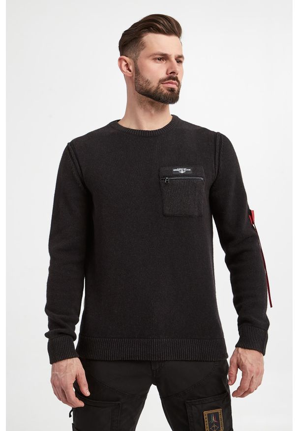 Aeronautica Militare - Sweter męski wełniany AERONAUTICA MILITARE. Materiał: wełna