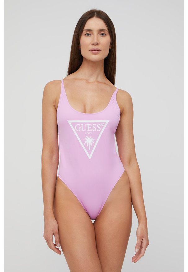 Guess - Strój kąpielowy. Kolor: różowy. Wzór: nadruk