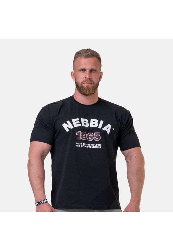NEBBIA - Koszulka fitnes męska Nebbia Golden Era czarna. Kolor: czarny