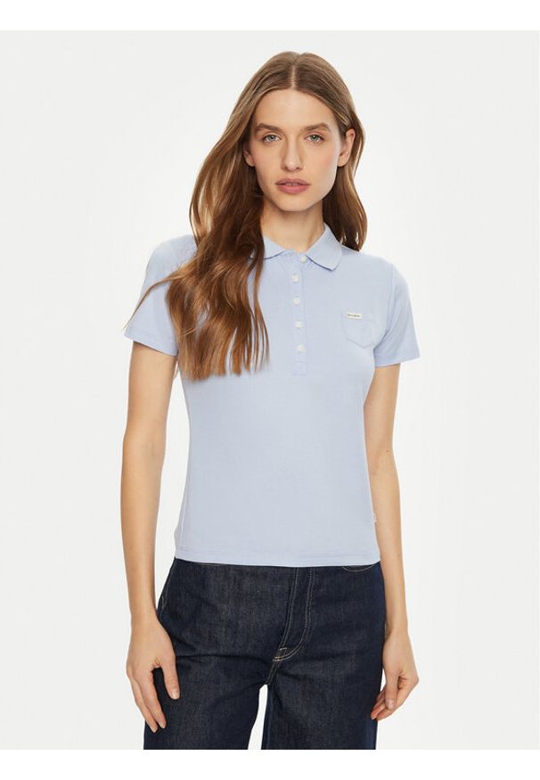 Guess Polo W5RP47 KARS2 Niebieski Regular Fit. Typ kołnierza: polo. Kolor: niebieski. Materiał: syntetyk, bawełna