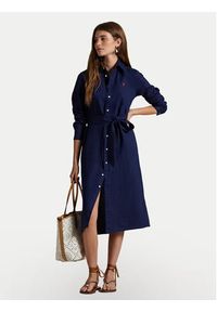 Polo Ralph Lauren Sukienka koszulowa 211943992005 Granatowy Regular Fit. Typ kołnierza: polo. Kolor: niebieski. Materiał: len. Typ sukienki: koszulowe #5