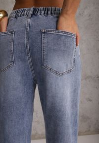 Renee - Niebieskie Jeansy Mom Fit z Bawełną High Waist Agarehe. Okazja: na co dzień, na imprezę. Stan: podwyższony. Kolor: niebieski. Styl: casual, elegancki, klasyczny #6