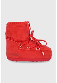 Moon Boot - Śniegowce Moon Boot Mars Velvet. Nosek buta: okrągły. Zapięcie: sznurówki. Kolor: czerwony. Materiał: guma