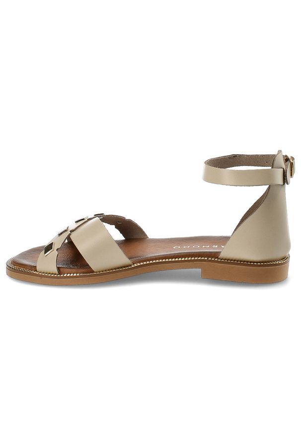 Beżowe Sandały Armodo Wygodne Obuwie Damskie. Okazja: na co dzień. Zapięcie: pasek. Kolor: beżowy. Materiał: jeans. Wzór: paski, aplikacja. Sezon: lato. Styl: casual, elegancki