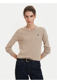 Beverly Hills Polo Club Sweter P-SS26W-M536563 Beżowy Regular Fit. Typ kołnierza: polo. Kolor: beżowy. Materiał: bawełna #1