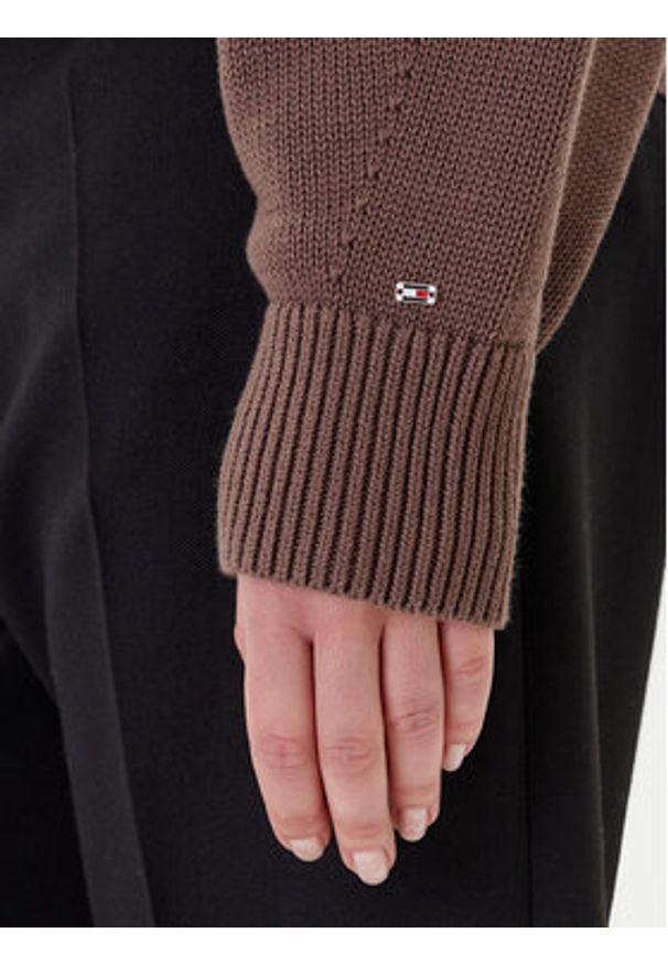 TOMMY HILFIGER - Tommy Hilfiger Sweter WW0WW45700 Brązowy Regular Fit. Kolor: brązowy. Materiał: bawełna