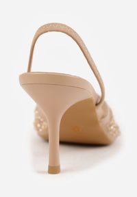 Born2be - Ciemnobeżowe Czółenka VICES z Siateczki na Szpilce Ozdobione Perełkami i Cekinami Talilody. Okazja: na co dzień. Kolor: beżowy. Wzór: aplikacja. Obcas: na szpilce. Styl: casual, elegancki #6
