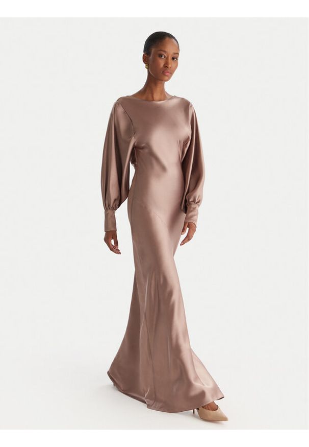 ACCESS FASHION Sukienka wieczorowa 54-3349-237 Beżowy Regular Fit. Kolor: beżowy. Materiał: syntetyk. Styl: wizytowy