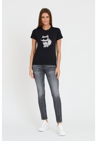 Karl Lagerfeld - KARL LAGERFELD Czarny damski t-shirt Ikonik 2.0, Rozmiar S. Kolor: czarny #4