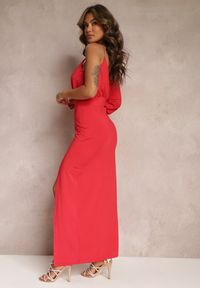 Renee - Czerwona Asymetryczna Sukienka z Gumką w Pasie i Łańcuszkiem Przy Ramieniu Jisse. Kolor: czerwony. Typ sukienki: asymetryczne #5