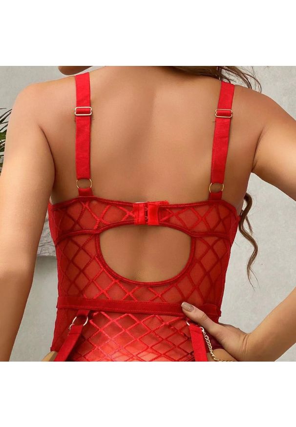 Intica - Body damskie z geometrycznymi przeszyciami eleganckie na co dzień i specjalne okazje Louwra. Kolor: czerwony. Materiał: materiał. Wzór: geometria