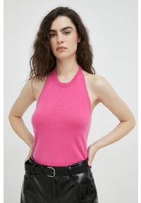 Samsoe & Samsoe - Samsoe Samsoe top kaszmirowy kolor różowy. Okazja: na co dzień. Kolor: różowy. Materiał: kaszmir. Styl: casual #1