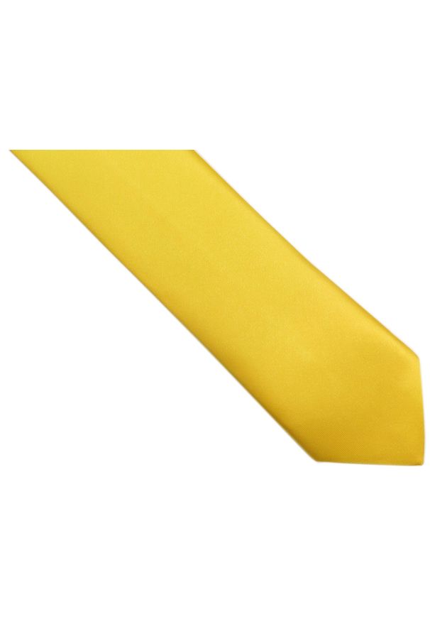 Modini - Żółty gładki krawat z poszetką. Kolor: żółty. Materiał: poliester. Wzór: gładki. Styl: klasyczny