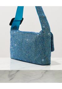 BENEDETTA BRUZZICHES - Niebieska kryształowa torebka Vitty Large. Kolor: niebieski. Materiał: jedwab, satyna. Wzór: aplikacja #2