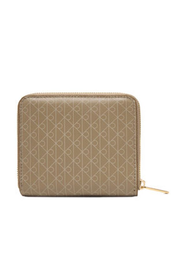Calvin Klein Portfel Emblem Aop Square Zip Around LV04F1089G Beżowy. Kolor: beżowy. Materiał: materiał