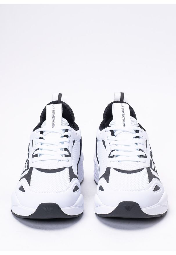 Sneakersy męskie białe EA7 Emporio Armani X8X070 XK165 Q491. Okazja: do pracy, na spacer, na co dzień. Kolor: czarny. Sport: turystyka piesza