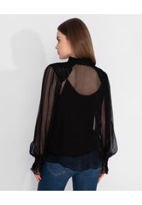 Nissa - NISSA - Czarna bluzka z jedwabiu. Kolor: czarny. Materiał: jedwab. Długość: długie. Styl: elegancki #3
