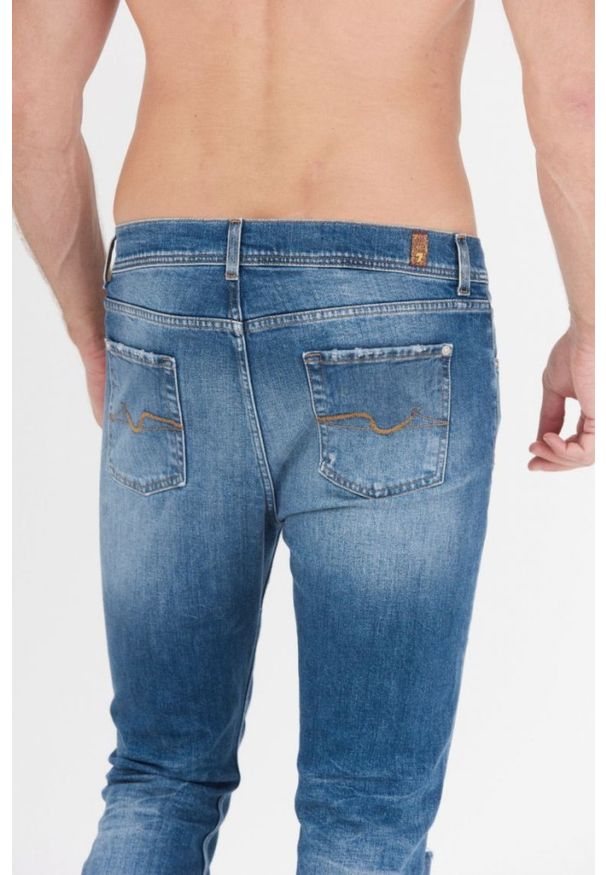 7 FOR ALL MANKIND Niebieskie męskie jeansy SLIMMY TAPERED. Kolor: niebieski