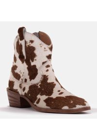 Marco Shoes Kowbojki ze skóry naturalnej z włosem 2226B-1282-1 beżowy brązowe. Kolor: brązowy, wielokolorowy, beżowy. Materiał: skóra. Sezon: wiosna #7