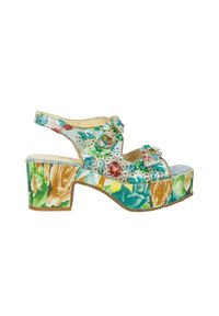 Sandały Laura Vita Paulao 01 Ciel 202063, Wielokolorowy, Skóra naturalna - 38. Okazja: na co dzień. Zapięcie: rzepy. Kolor: wielokolorowy. Materiał: skóra. Wzór: aplikacja, kolorowy. Obcas: na obcasie. Styl: elegancki, casual. Wysokość obcasa: średni #1