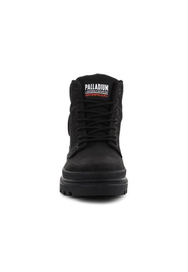 Buty do chodzenia unisex Palladium Pallatrooper SC WP U. Wysokość cholewki: za kostkę. Zapięcie: sznurówki. Kolor: czarny. Materiał: guma, materiał, skóra, syntetyk. Szerokość cholewki: normalna. Sport: turystyka piesza