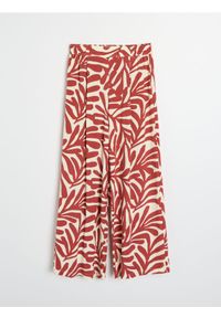 Sinsay - Wiskozowe spodnie wide leg z abstrakcyjnym wzorem - żółty. Kolor: żółty