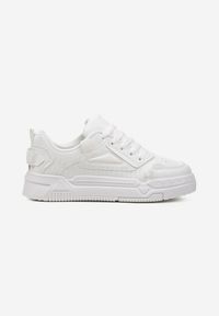Renee - Białe Sznurowane Sneakersy z Ekoskóry z Ozdobnymi Wstawkami Ravana. Kolor: biały #5