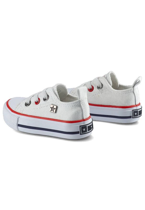 Big-Star - Białe Trampki Big Star Dziecięce Wsuwane Buty. Zapięcie: bez zapięcia. Kolor: biały. Materiał: materiał, guma. Szerokość cholewki: normalna. Wzór: aplikacja. Styl: młodzieżowy