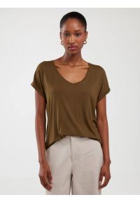 Big-Star - Koszulka damska o luźnym kroju khaki Valeria 303. Okazja: na co dzień. Kolor: zielony. Materiał: dzianina, wiskoza. Styl: klasyczny, casual #5