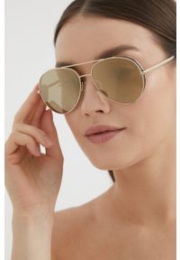 Guess okulary przeciwsłoneczne damskie kolor złoty. Kolor: złoty