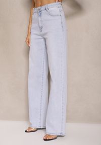 Renee - Jasnoniebieskie Jeansy z Bawełny High Waist o Szerokim Kroju Tunissa. Okazja: na co dzień. Stan: podwyższony. Kolor: niebieski. Styl: elegancki, casual #5