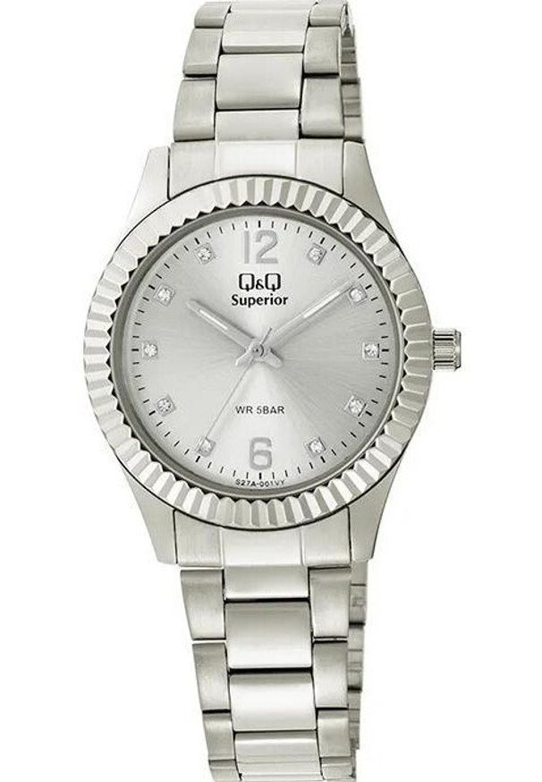 Zegarek damski QQ S27A-001V CYRKONIE srebrny. Kolor: srebrny