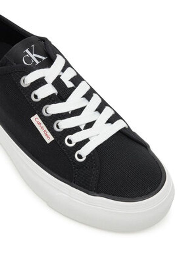 Calvin Klein Jeans Tenisówki Vulc Flatform Ctn Logo Tag YW0YW01838 Czarny. Kolor: czarny. Materiał: materiał